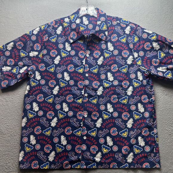 Chicago Cubs Shirt Mens XXL MLB Baseball All Over Print Button Up Short Sleeve - Picture 1 of 8